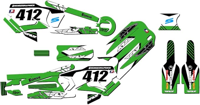 12eDRIVE Fly Racing Green Senge Graphics Kit Compatible with Stacyc