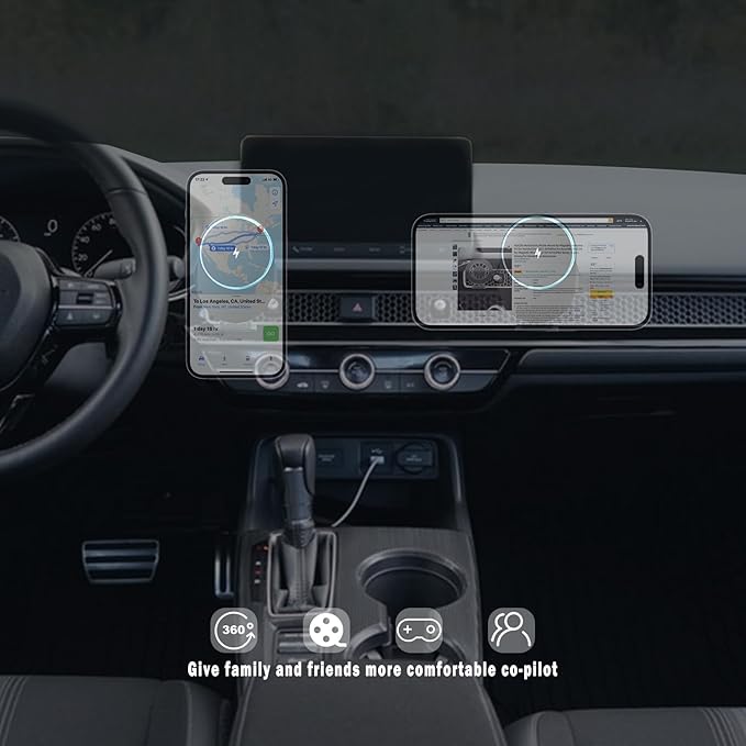 for MagSafe Civic Mount Charger, Exclusive fits for 2022-2026 Honda Civic (Not for Accord/CR-V/HR-V), for iPhone 17/16/15/14/13/12/Mini Series, Intelligent Heat Dissipation Fast Charging 15W