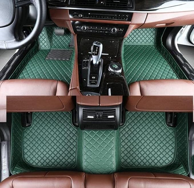 Custom Floor Mats for Cars fit 95% Sedan SUV Sports Car Full Coverage All Weather Men Women Pads Protection Non-Slip Leather Floor Liners (Green)