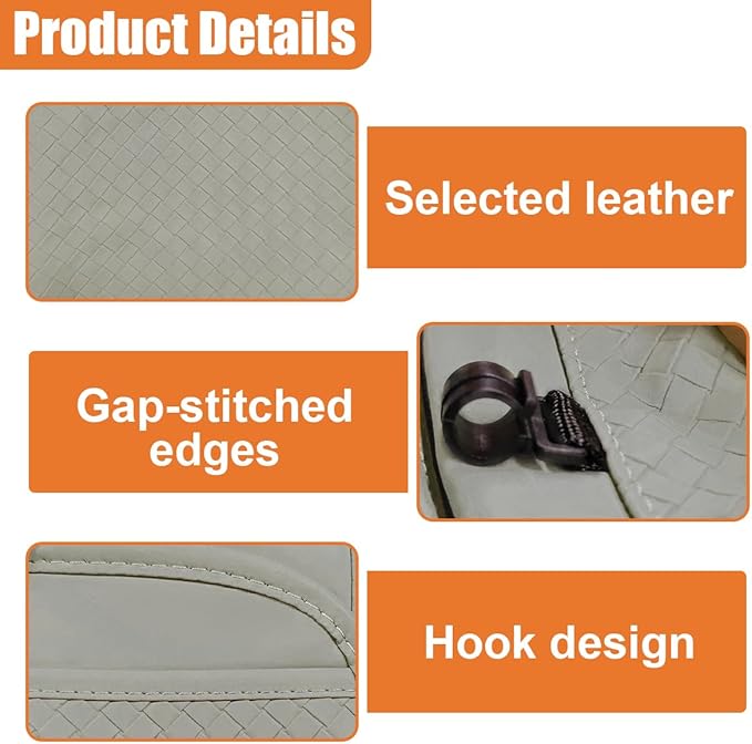 Car Backseat Organizer, Leather Auto Seat Back Kick Mats Protector, Multi-Pocket Car Rear Seat Hanging Storage Bag with Tissue Holder, Travel Accessories for Most Cars SUV Truck(Gray)