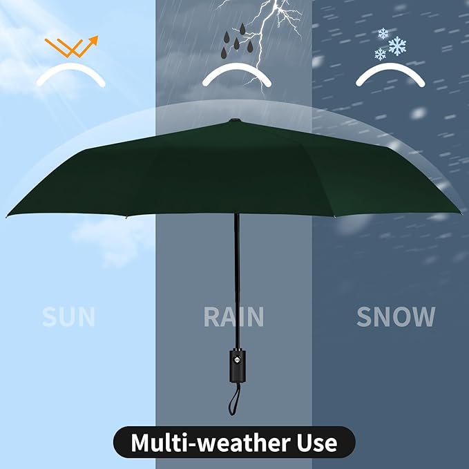Yoobure Windproof Travel Umbrella - Automatic Umbrellas for Rain, Compact Folding Umbrella with UV Protection, Lightweight Portable Design for Backpack/Walking/Car, Sun & Storm Ready
