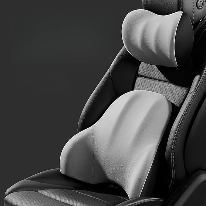Car Headrest Lumbar Support Cushion for Nissan Pathfinder 2013-2025, Ergonomic Car Seat Headrest Cushion for Neck Back Pain Relief Memory Foam Breathable Removable Cover for Office Chair Car