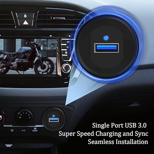 USB 3.0 Car Mount Flush Cable with LED Indicator Single Port, USB3.0 Male to Female Extension for Car Truck Boat Motorcycle Dashboard Panel 3ft