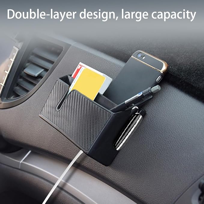 HAOBO Universal Car Storage Box, Car Storage Box for Mobile Phone, Multifunctional Auto Dashboard Pocket Organizer, Interior Accessories Carbon Fiber Car Pocket Organizer for Phone Key Pen Coin