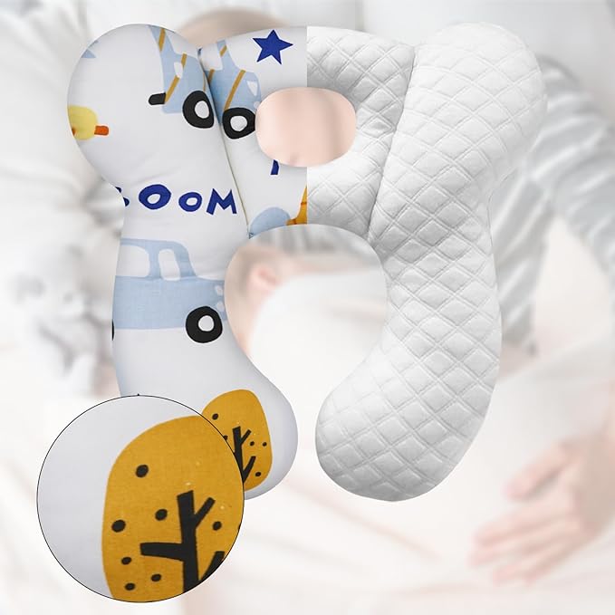 Baby Travel Pillow, Upgrade U-Shape Infant Pillow for Car Seat Pushchair and Stroller, Soft Comfortable Sleep Cushion for Kids Newborn and Toddler -Car White
