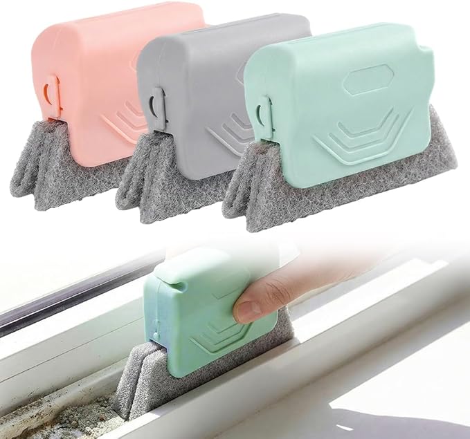 Magic Window Track Cleaner, Window Groove Cleaning Brush Tools Set, Cleaner Brushes for Window lides Gaps Tile Lines Shutter Slats Car Vents & Narrow Gaps (3PC Mix)