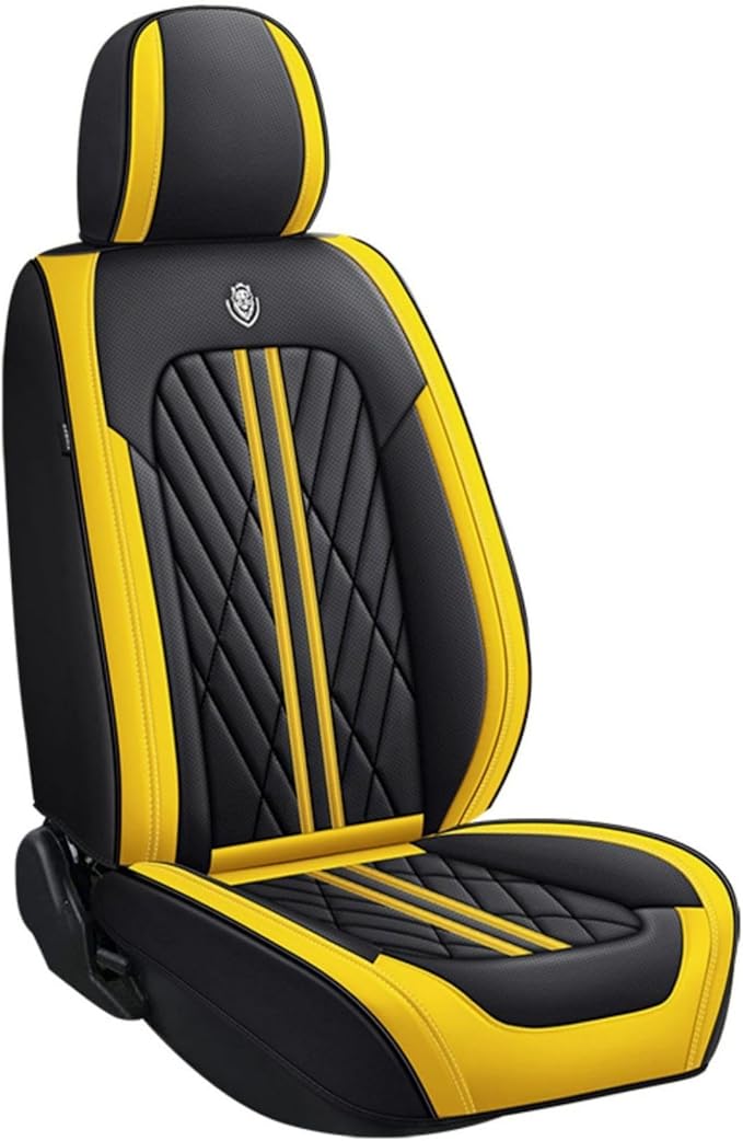 Premium Nappa Leatherette Car Seat Cover Set Custom Fit for Honda CR-V CRV 2000-2023 2024 2025 2026 Water-Proof Breathable Faux Leather Seat Cushion Protectors (Front 2 Seats,Black Yellow)