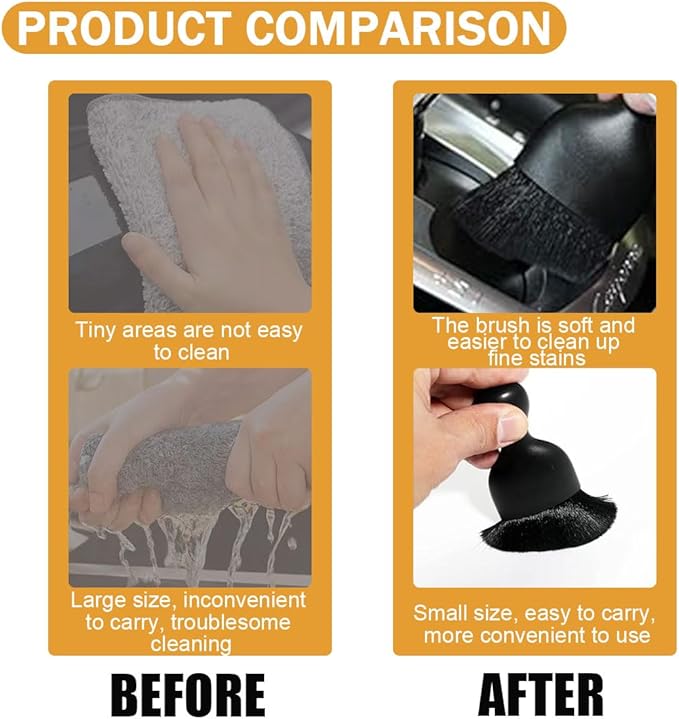 GLSOWEE Car Interior Detailing Brush - Curved Soft Bristle Cleaning Brush, Dust Collectors Car Interior Cleaning Tool for Car Dashboard Air Conditioner Vents Leather, No Scratches (Black/2PCS)