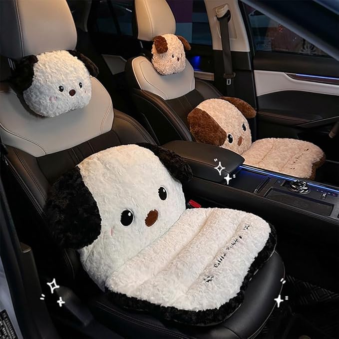 2 Pack Cute Cartoon Car Seat Cushion with Back Car Lumbar Support Pillow and Neck Pillow Car Seat Pillow for Relieve Your Driving Tiredness