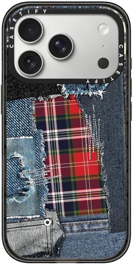 CASETiFY Impact iPhone 17 Pro Case [Slim/Compatible with Magsafe / 8.2 ft. 4X Military Grade Drop Protection] - Plaid Disorder Case - Clear Black
