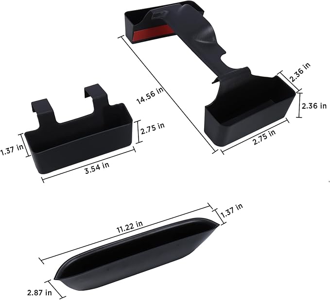 3PCS Gear Shift Console Side Tray Organizer, Center Console Hanging Storage Box, Passenger Side Co-Pilot Organizer Compatible with 2011-2018 Jeep Wrangler JK JKU Interior Accessories