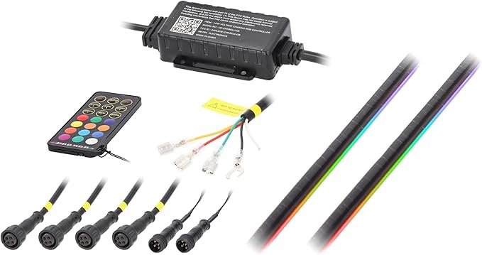 Heise by Metra Chasing Dash Trim Accent Light Kit, LED, 2 Piece, 3 ft Strips, Interior, with Controller and Remote