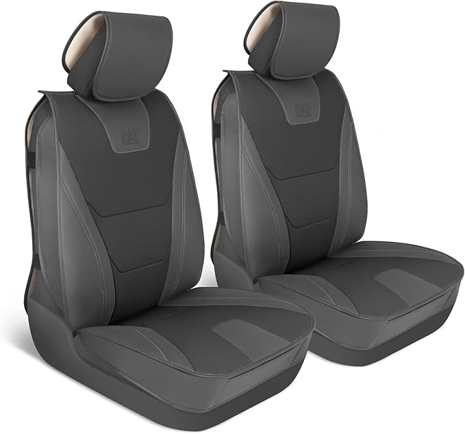 Cat® Edge Deluxe Car Seat Covers for Front Seats - Premium Two-Tone Faux Leather Seat Covers for Cars with Universal Fit, Rugged Automotive Seat Covers for Trucks, Interior Seat Covers for SUV