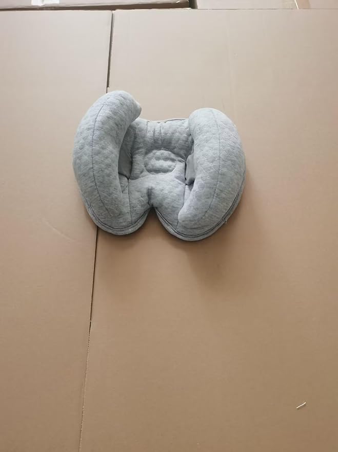 KAKIBLIN 2 in 1 Baby Head Pillow with Banana Neck Pillow for 3 Months to 1 Years Baby Travel Pillow for Stroller or Bed (Light Grey)