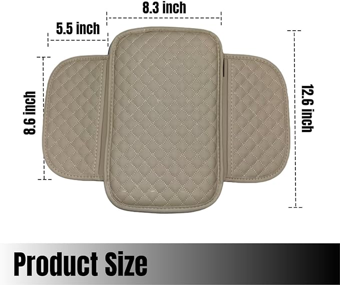 KAELTHAS Car Center Console Cushion Armrest Cover with 2 Storage Bags (Beige,Mid-Size)