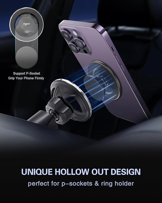 for Magsafe Vent Mount [Horizontal/Vertical]: Ultra Strong Magnetic Car Phone Holder, Circle Magnet Air Vent Stand for Mag Safe Phone Grip, iPhone 16 15 14 Pro Max Samsung Cellphone Case, Ring Holder