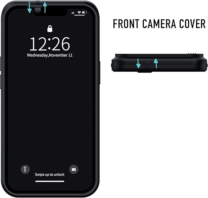 Spy-Fy iPhone 13 Pro Max Case with Camera Covers Front and Rear | Protect Your iPhone and Privacy | 6-Foot Drop Proof | 6,7 Inch | Camera Protection by Valenta Black