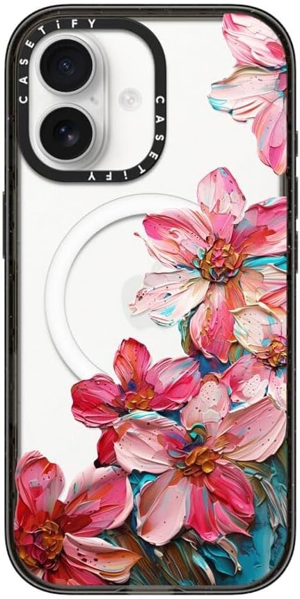 CASETiFY Impact iPhone 17 Case [Slim/Compatible with Magsafe / 8.2 ft. 4X Military Grade Drop Protection] - Lisbon Love Summer Flowers Clear - Clear Black