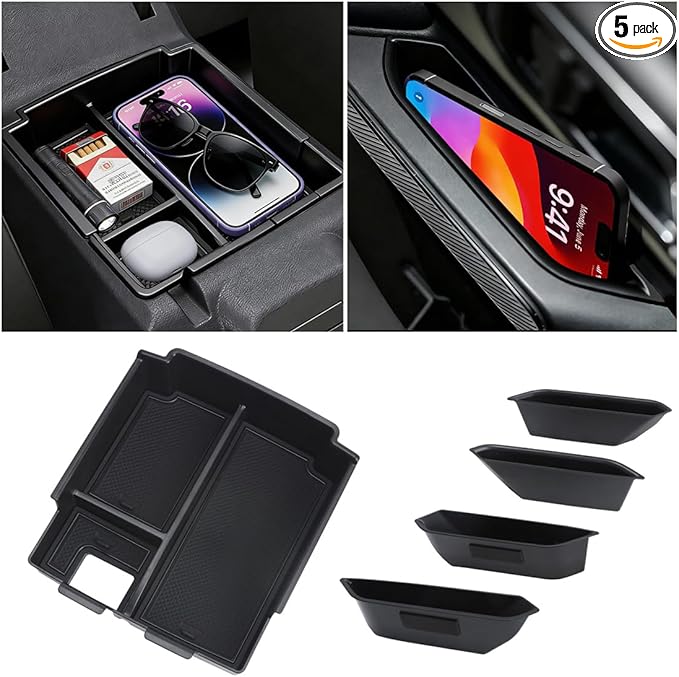 5-PCS for 2025 Ford Bronco Center Console Organizer & Handle Storage, Including Base/Big Bend/Outer Banks/Badlands/Heritage Edition/Raptor (Not for 2-Door & Bronco Sport)