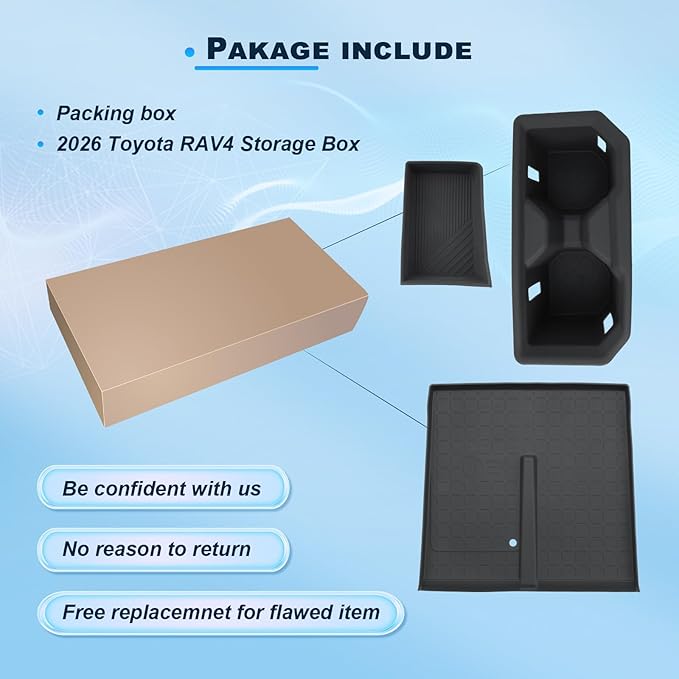BIXUAN (3PCS 2026 RAV 4 Center Console Organizer Set for 2026 Toyota RAV 4 (6th Gen) Wireless Charging Silicone Mat, Wireless Charger Storage Drawer Box & Console Cup Holder 2026 RAV 4 Accessories