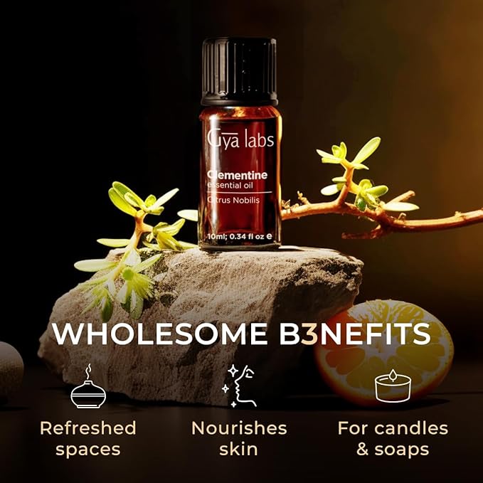 100% Pure Clementine Essential Oil - 0.34 Fl Oz - Clementine Oil for Hair, Skin, Diffuser, Aromatherapy & DIY Candle Making Scent