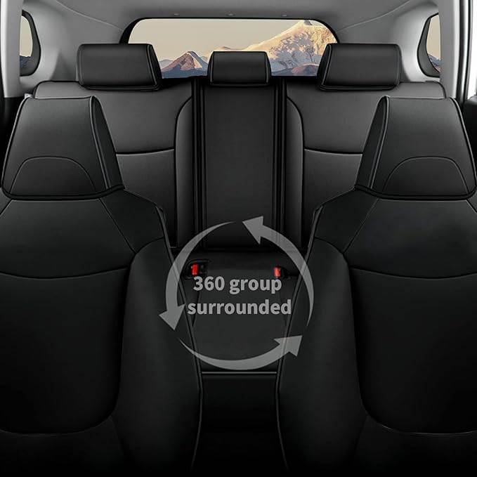 AOMSAZTO Custom Fit for Toyota Corolla LE 2023 2024 2025 2026 Faux Leather Car Seat Covers Full Set Compatible Airbag Car Seat Protector Black (Black, 2023-2026 Corolla LE)