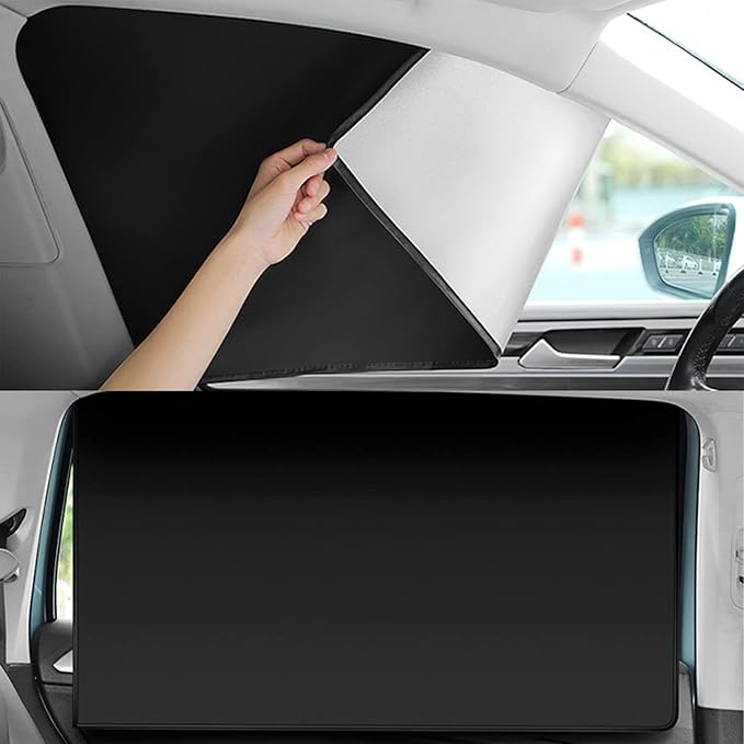 NTNEV Car Side Window Sun Shades, Shades with Magnets, Shade for Baby, Strong-Light Blocking & UV Protection Privacy Auto Accessories (One Black, One Silver)