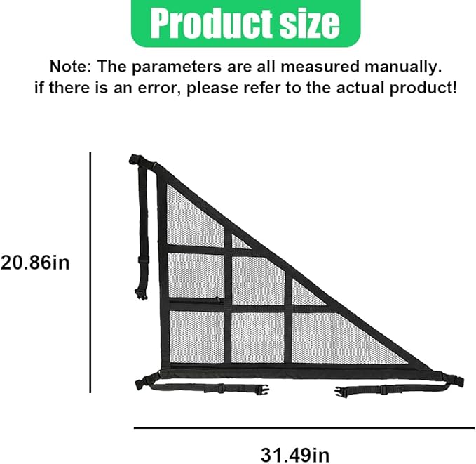 Double-Layer Car Ceiling Cargo Net, 31.49" x 20.86" Auto Roof Mesh Storage Pocket with Adjustable Buckle, 3 & 4-Handle Vehicle Interior Organizer Bag for Road Trips and Camping (Black)