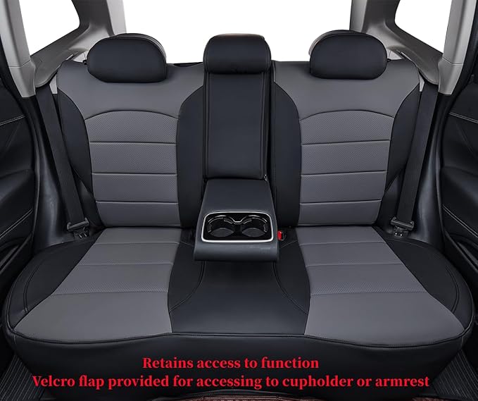coverdream Forester Car Seat Covers Custom Fit for 2009-2013 Subaru Forester Seat Covers,Rear Seat Without Cup Holder,Full Coverage Waterproof Leather Seat Protector(Full Set,Black/Gray)