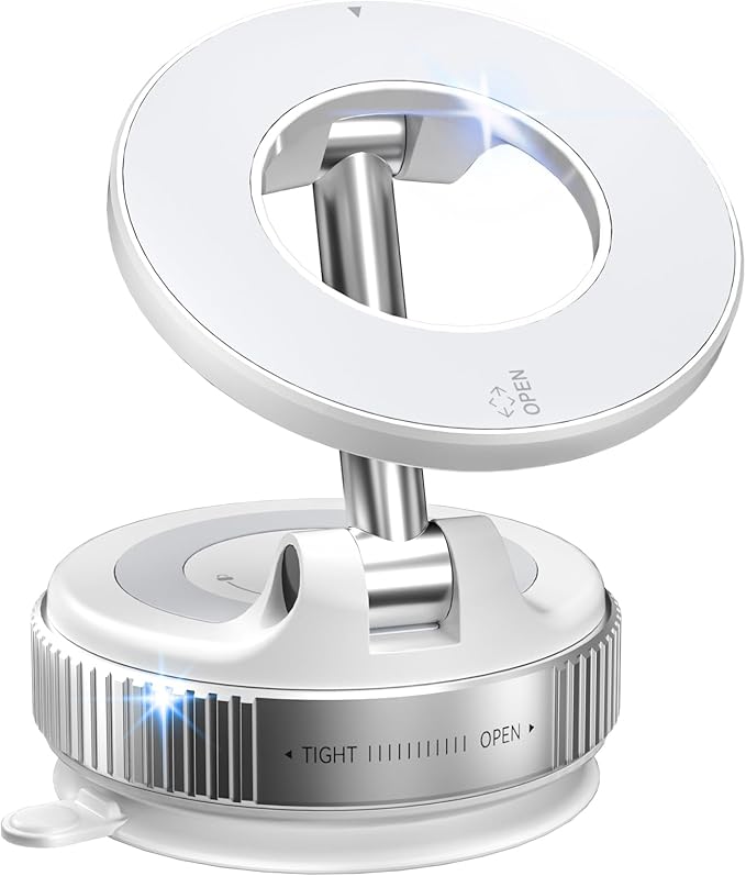 CloudValley Magnetic Car Phone Mount, [Compatible with MagSafe] 360° Adjustable Foldable Holder for Dashboard, 80LBS Suction & 2800gf Magnet, Car Accessories for iPhone 16 Pro Max 15 14, White