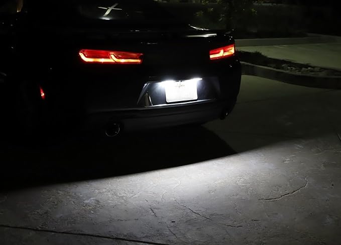 iJDMTOY Xenon White 3W Full LED License Plate Light Kit Compatible With Chevrolet 2014-24 Camaro, 2013-15 Malibu, 2011-15 Volt, 2016-up Cruze, 18-SMD White LED & Can-bus Error Free