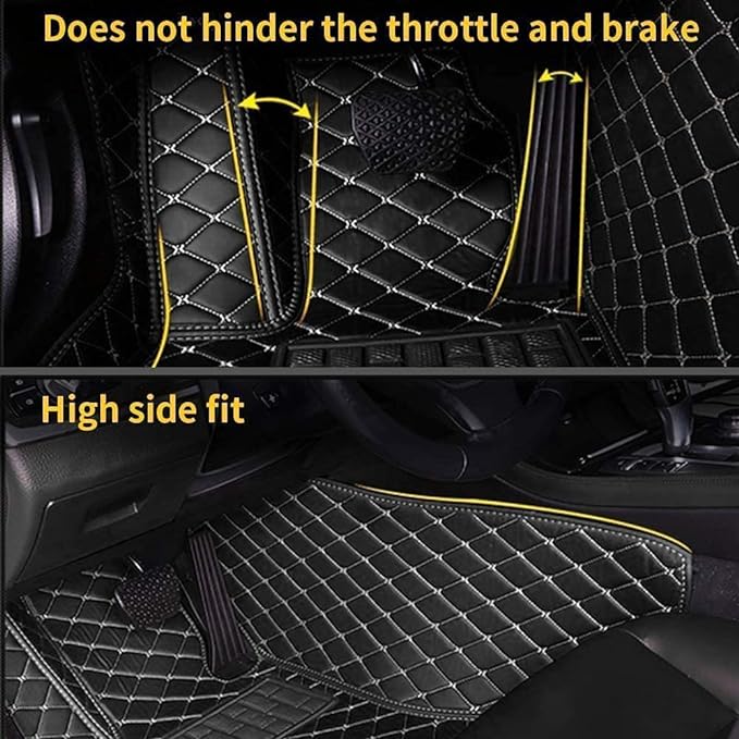 Custom Making Car Floor Mats Compatible for 2000-2025 All Mode Sedan SUV Sports Car Full Coverage Cute Pads Protection Non-Slip Leather Floor Liners (Red+Beige Edge)