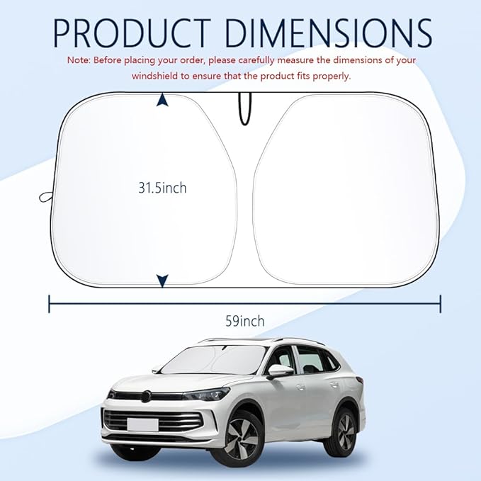 300T Thickened Sunshade for Car Windshield,Windshield Sun Shade for Blocking 99% Sunlight & Heat,Summer Car Essentials Sun Cover for Car Windshield Fits,Truck,SUV (XL: 59x31.5 inch)