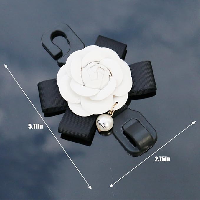 Car Seat Headrest Hook, 2PCS Cute Flower Vehicle Backseat Organizer Hanger for Purse Grocery Bag Coat, Auto Interior Hanging Decor Accessories, Universal for SUV Sedan Truck (White)