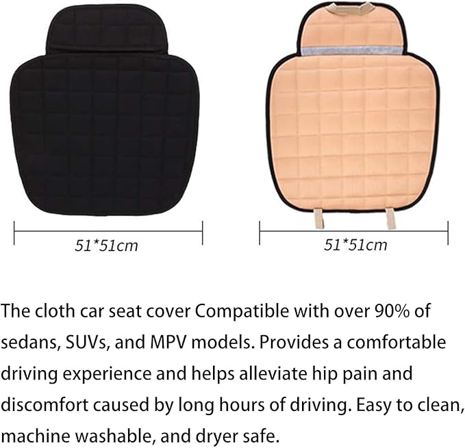 Suninbox Linen Seat Cover for Car,Bottom Seat Covers for Trucks,Car Seat Pad,Seat Cushion Breathable Ventilated Front Seat Only[Black]