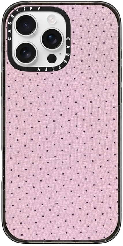 CASETiFY Impact iPhone 16 Pro Max Case [Slim/Compatible with Magsafe / 8.2 ft. 4X Military Grade Drop Protection] - Abstract Pink Purple Polka dots - Clear Black