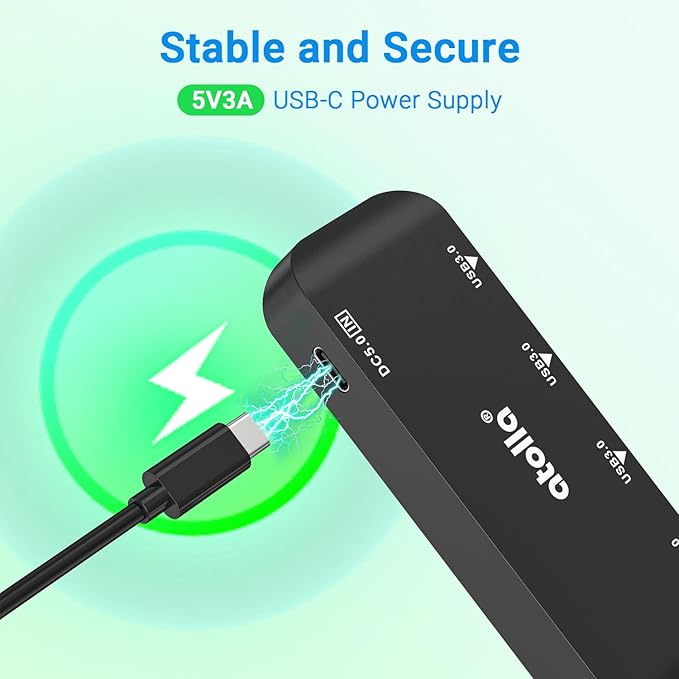 USB 3.0 Hub 4-Port with 2ft Cable — High-Speed 5Gbps Data Expander for Laptop & PC, Ultra-Slim Portable USB Splitter Compatible with Windows/macOS/Linux