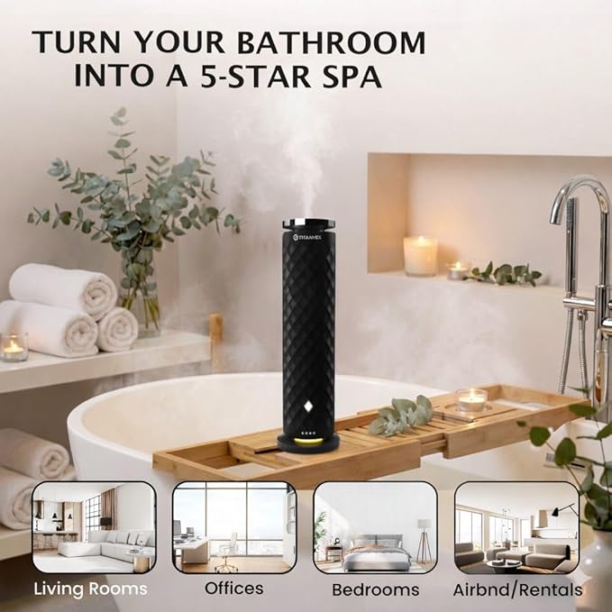Essential Oil Diffuser Bundle - Cordless Waterless Diffuser for Home, Office, Car, Bathroom – USB Rechargeable Remote Control Portable Nebulizer Aromatherapy Diffusers – 1,100Sq. Ft. Coverage