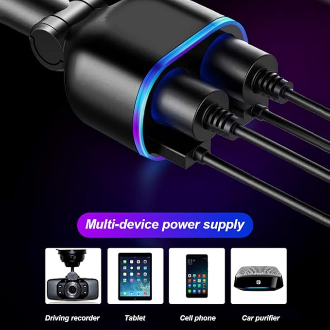 Car Charger Cigarette Lighter Splitter Adapter,120W QC3.0 Dual USB Car Charger with LED Voltmeter 12/24V Sockets Splitter Cigarette Lighter USB Chargers Fast Charging for Phone Tablets GPS Dash Cam