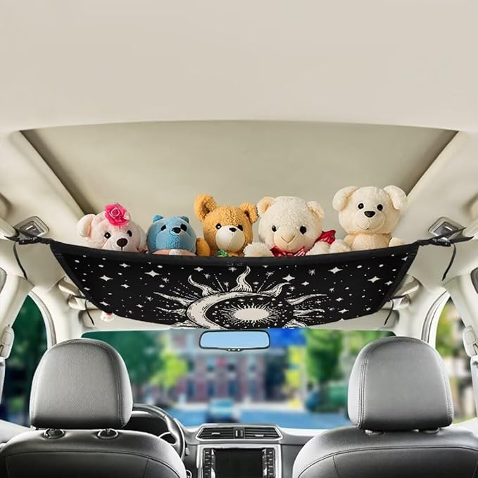 Car Roof Storage Bag Sun Moon Print Car Roof Seat Organizer Premium Car Seat Organizer One-Size-Fits Car Travel Accessories