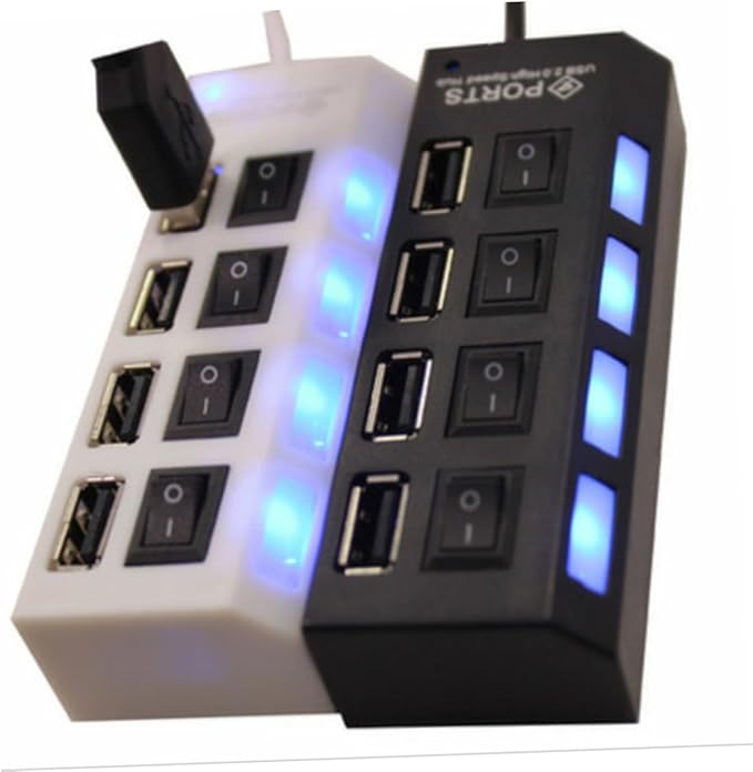 HOMSFOU 2pcs 4 4-Port USB Hub Laptop USB Port Expander Splitter for Keyboard Mouse Webcam Mp3 Player Etc