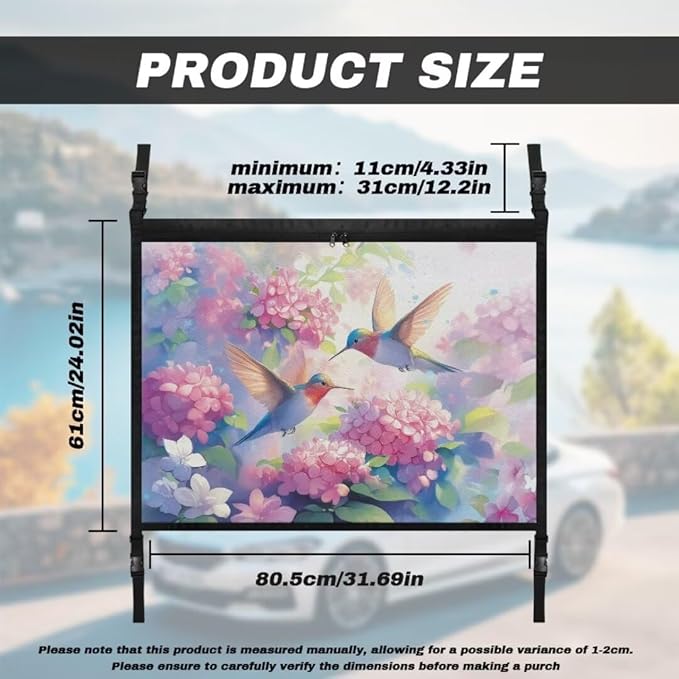 Hummingbird Hydrangea Car Roof Storage Bag Car Storage Bag Organizer Premium Car Seat Organizer Can Hold Mobile Phone, Wallet, Glasses