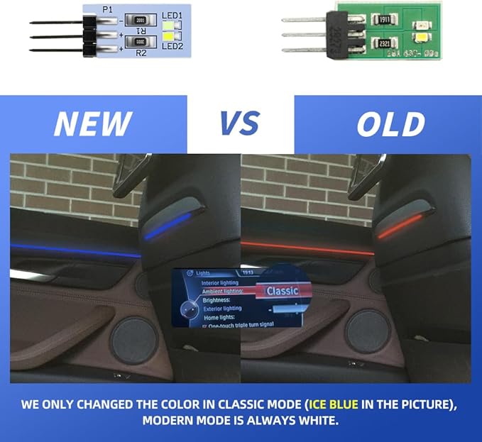 NJSBYL 2PCS LED Rear B-Pillar Ambient Lighting Circuit Board for B-MW 2 3 4 5 7 Series M2 M3 M4 X5 X6 X7 Pre-LCI LCI Interior Front Seat-back Trim Surround Blue-White Courtesy Light Kit