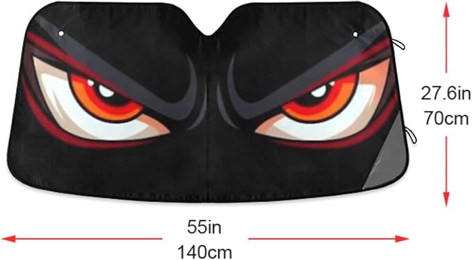 Cartoon Evil Red Eyes Windshield Sunshade Car Sun Shade Front Window Shade for Truck SUV Blocks UV Rays Sun Reflector Visor Protector Accordion Folding
