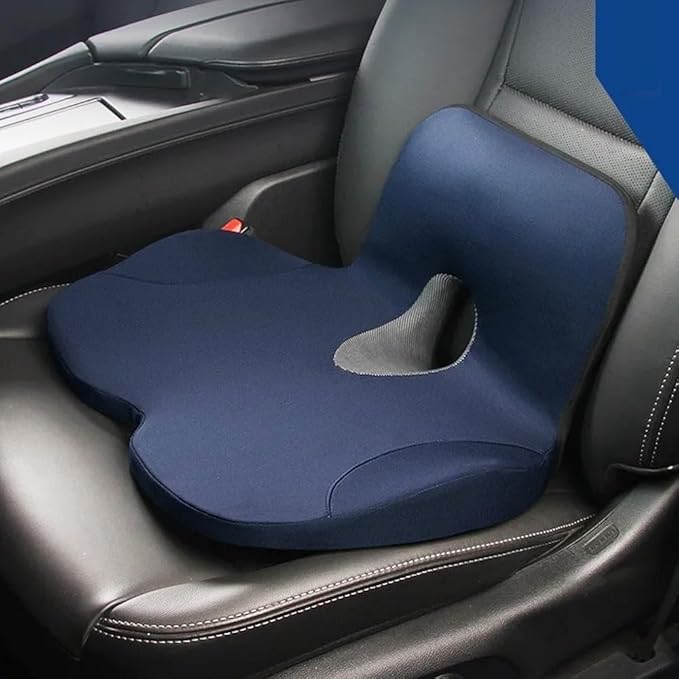 OUTMX Car Seat Cushion for CRV CR V 2023 2024 2025, Memory Foam Seat Cushion with Lumbar Support L-Shaped Ergonomic Non-Slip Pad Tailbone Pain Relief,Blue-Normal