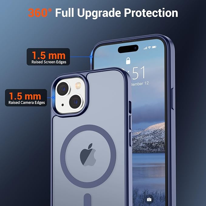 SUPFINE Magnetic for iPhone 15 Case (Compatible with MagSafe) (Military Grade Drop Protection) Slim Translucent Matte Shockproof with Anti-Fingerprint Phone Case, Lavender Gray
