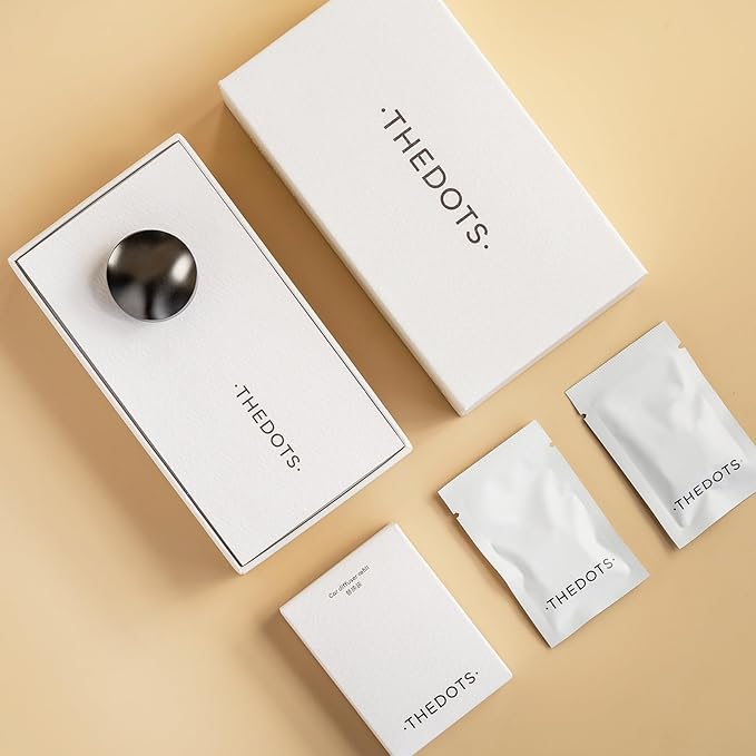 THEDOTS Gray Matte Metal Car Vent Clips, Refillable Air Freshener Car Decor, Moroccan Mint Tea Scent
