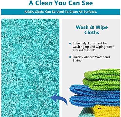 AIDEA Microfiber Cleaning Cloth, 500PK, Soft Absorbent Rags, Shop Towels, Microfiber Towels for Cars, Kitchen Towels, Dusting Cloth for Home, Window, Cleaning Supplies, 12"×12"