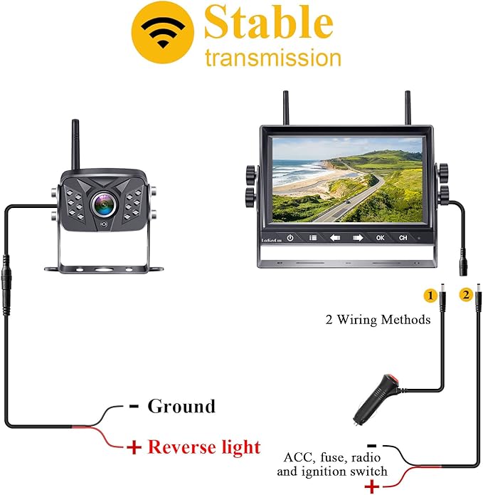 HD 1080P 7 inch RV Wireless Backup Camera: 15-Min Easy Install Clear Night Vision 4 Channels Recording Touch Key Monitor Rear View Camera for Furrion Pre-Wired RVs Travel Trailers Camper Truck