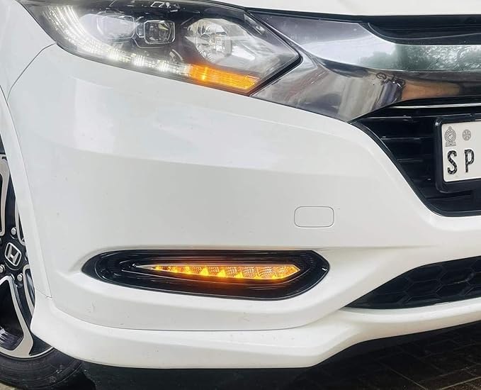 iJDMTOY Lower Bumper Switchback LED Daytime Running Lamp Assy Compatible With 2016-22 Honda HR-V, White DRL w/Amber Turn Signal Flash Feature